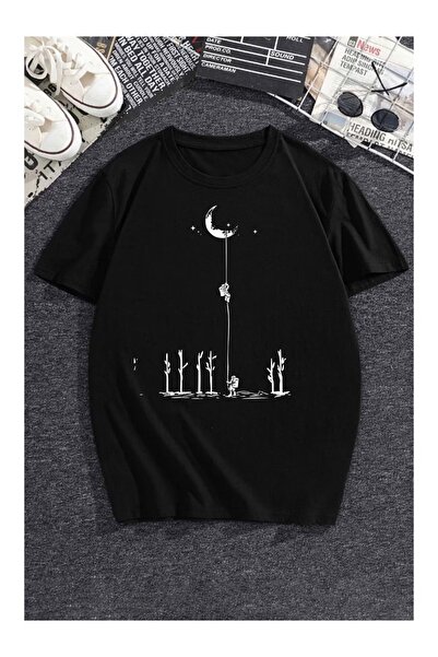 CLASSY.MODA Unisex Μαύρο μπλουζάκι με στάμπα oversize Streetwear Άνετη εφαρμο...