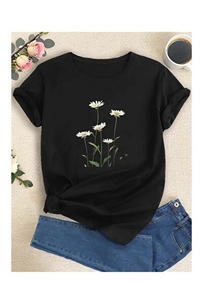 CLASSY.MODA Unisex Μαύρο μπλουζάκι με στάμπα oversize Streetwear Άνετη εφαρμο...