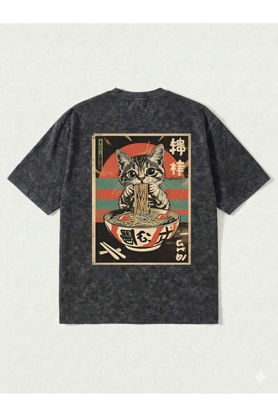 CLASSY.MODA Unisex Μαύρο μπλουζάκι με στάμπα oversize Streetwear Άνετη εφαρμο...