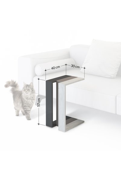 Mourah Home طاولة جانبية متعددة الأغراض من Muju C Table A مناسبة لغرفة المعيشة وغرفة النوم، لون خشب البلوط الياقوتي، D40.0XH57.0XW30.0