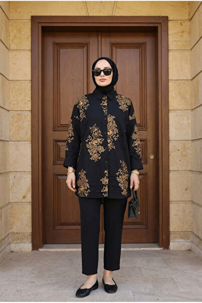 Kirazca Butik Γυναικείο πουκάμισο τουνίκ με έθνικ σχέδια 80/85 εκ.