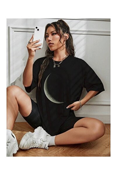 CLASSY.MODA Unisex Μαύρο μπλουζάκι με στάμπα oversize Streetwear Άνετη εφαρμο...