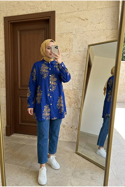 Kirazca Butik Γυναικείο πουκάμισο τουνίκ με έθνικ σχέδια 80/85 εκ.