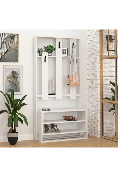 Mourah Home Chester Hall Stand White-White D36.0XH180.0XW90.0