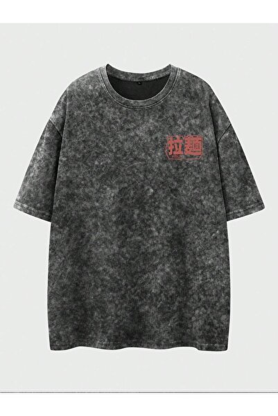 CLASSY.MODA Unisex Μαύρο μπλουζάκι με στάμπα oversize Streetwear Άνετη εφαρμο...