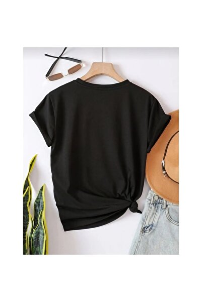 CLASSY.MODA Unisex Μαύρο μπλουζάκι με στάμπα oversize Streetwear Άνετη εφαρμο...