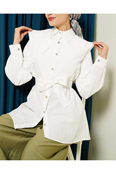 Lavanta Tekstil Πουκάμισο με ανάγλυφα πέτρινα κουμπιά