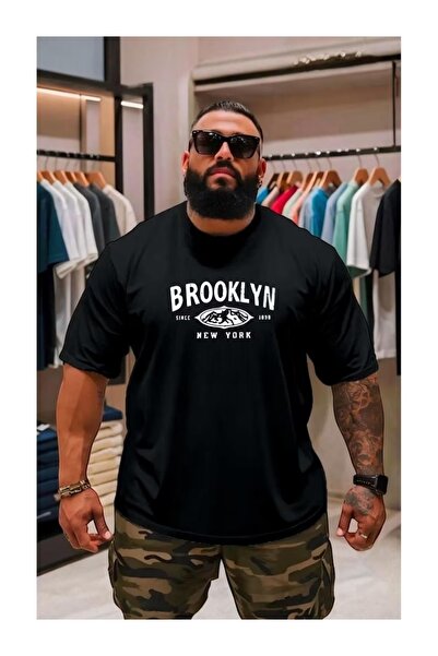 CLASSY.MODA Unisex Μαύρο μπλουζάκι με στάμπα oversize Streetwear Άνετη εφαρμο...