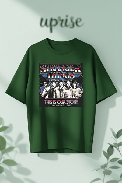 Vordevia Μπλουζάκι Stranger Things Hawkins με στάμπα, βαμβακερό, oversized