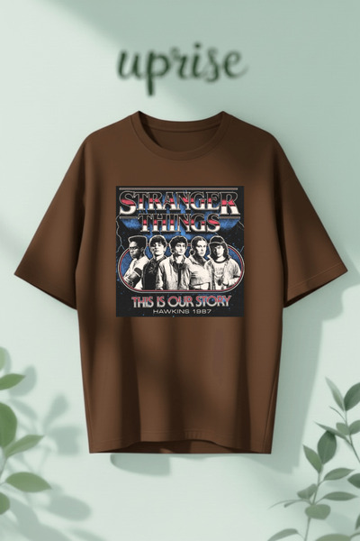 Vordevia Μπλουζάκι Stranger Things Hawkins με στάμπα, βαμβακερό, oversized