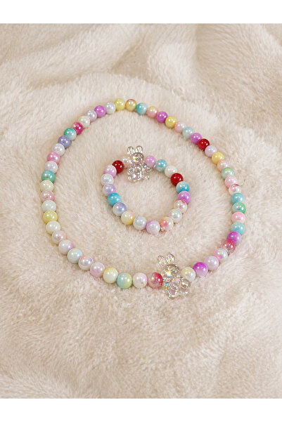 Dpartstore Tavşan Figürlü Renkli Boncuk Kolye Set – Pastel Parlak Boncuklu Kı...
