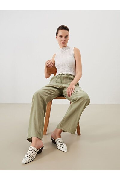 LC Waikiki Lcw Comfort Khaki Elastic Waist Modal Blend Women's Trousers