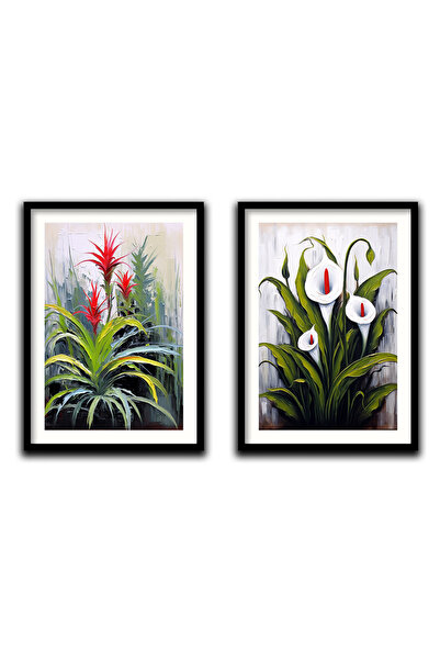 VIZIO Grădina Gândurilor, set 2 tablouri abstracte inramate, pentru living, d...