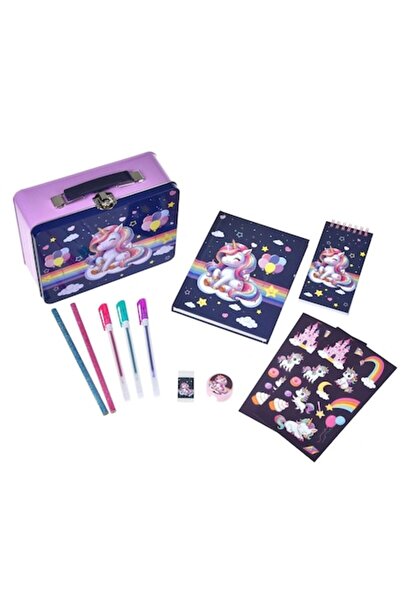 OEM Set școlar cu penar metalic model unicorn