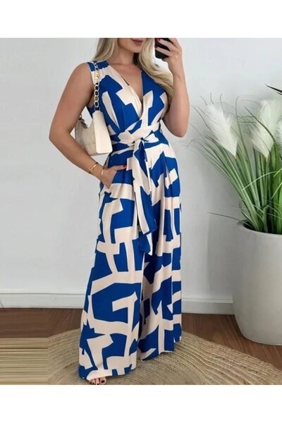 Wear Up Γυναικεία ολόσωμη φόρμα από σουπερτζέρ με διπλό γιακά, μακρύ σχέδιο κ...