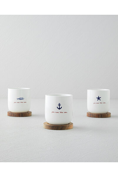 English Home Mariner Sun Stoneware 6 Parça 3 Kişilik Fincan 150 ml Mavi-Kırmızı