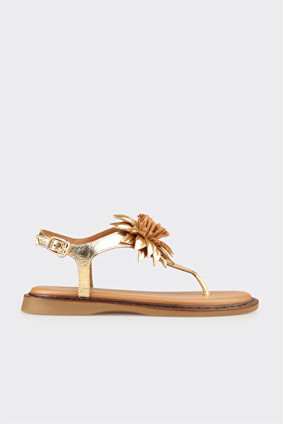 Elle Shoes Gold Deri Kadın Sandalet