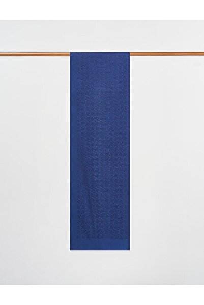 Kayra Logo Detailed Lyocell Shawl Navy Blue