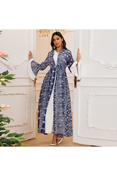 Greneric New Autumn Winter Elegant Long Dress Embroidered Robe Cardigan Two P...