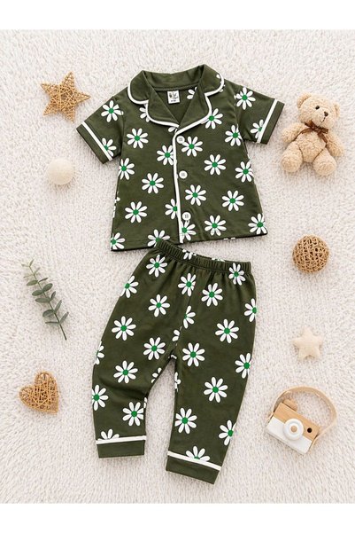 derin baby 100% Cotton Short Sleeve Buttoned Summer Daisy Patterned Girls Boy...