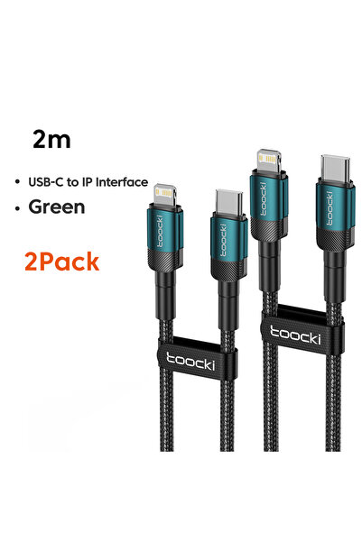 Choice16 كابل توكي الأخضر بطول 2 متر، قطعتان، من نوع USB-C إلى لايتنينج بقدرة...