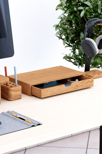 Woodsaka Desna Single-Drawer Cabinet - Cherry |   34 cm X 19 cm X 5.8 cm |
