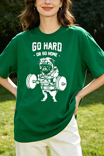Fleck Womens T Shirts Pug Lifting Dumbbell Go Hard Or Go Home Graphic Print C...