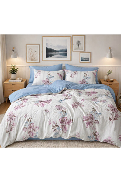 MyStory Home Σετ Παπλωματοθήκη Διπλού Μεγέθους με Ελαστικό Σεντόνι Ροζ Μπλε