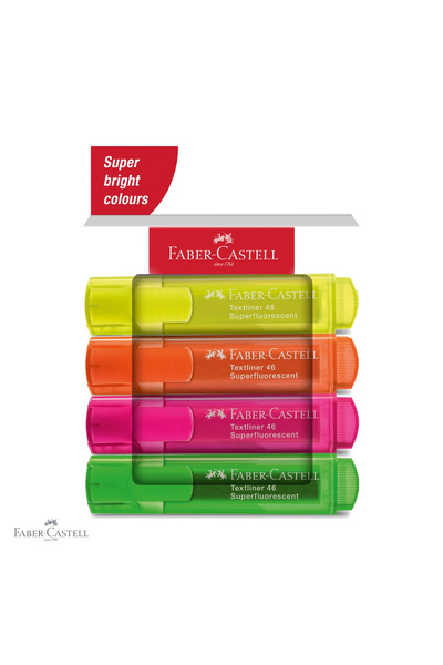 Faber Castell Set de 4 evidențiatoare super-fluorescente Faber-Castell 1546, ...