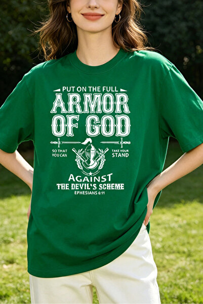 Fleck تي شيرت نسائي: تي شيرت مطبوع عليه Armor Of God Christian Bible Verse Re...