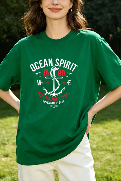 Fleck Womens T Shirts Ocean Spirit Anchor Print Casual Loose Fit Summer Top