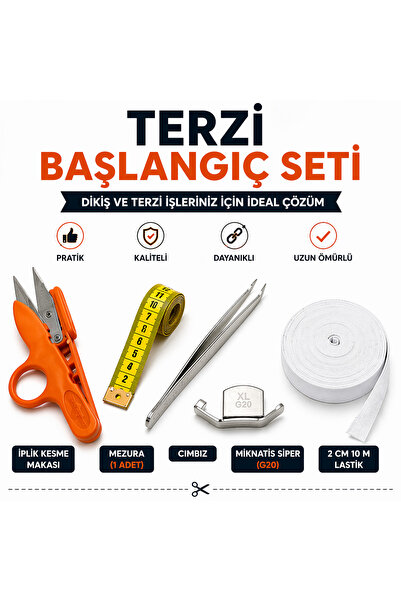 Tailor Starter Set Thread Cutting Scissors Tweezer Magnet Trench 2 Cm 10 Meter Rubber ''🔥 MOST PREFERRED set ''