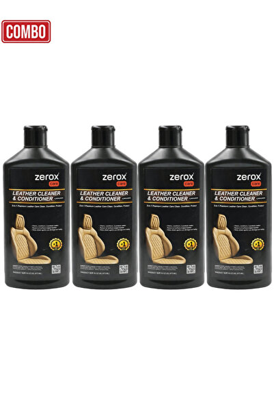 Zerox Premium Leather Cleaner and Conditioner Combo 4pcs for Seats, Sofas, Ac...
