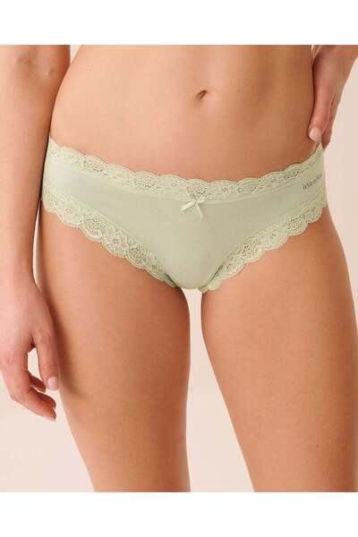 La Vie en Rose Cotton and Lace Trim Cheeky Panty