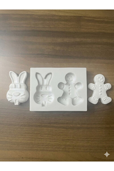 HobiCraft Market Tavşan & Kurabiye Adam Silikon Kalıp – 2’li Set | Alçı, Taş ...