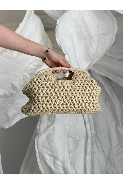 Luminos Butik Μαλακή Μπεζ Ψάθινη Τσάντα CNT1137