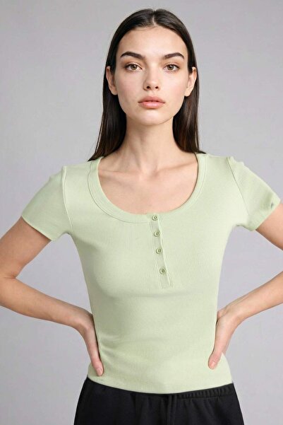 DeFacto Μπλουζάκι με κοντό μανίκι, στρογγυλή λαιμόκοψη και ριμπ ύφανση H5030A...