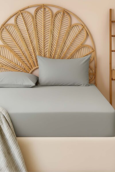 Rivaİstanbul Γκρι διπλό βαμβακερό επίπεδο σεντόνι