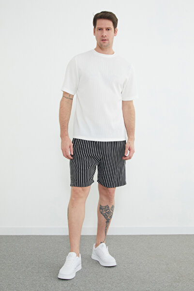 Fulla Moda Ριγέ σορτς με ελαστική μέση