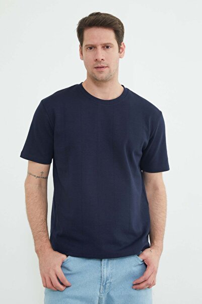 Fulla Moda Μπλουζάκι με ριγέ λαιμόκοψη