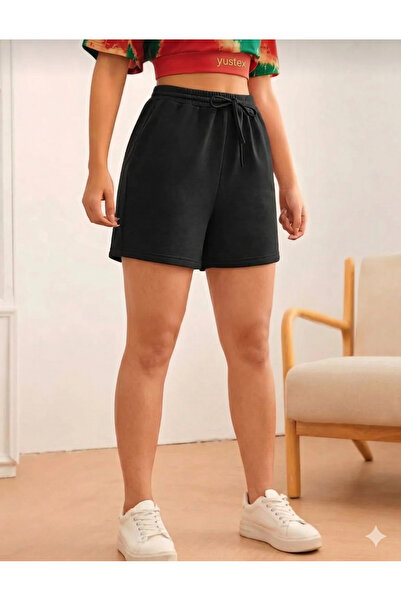 yx yustex sport Γυναικείο μαύρο σορτς oversize άνετης εφαρμογής, ψηλόμεσο, με...