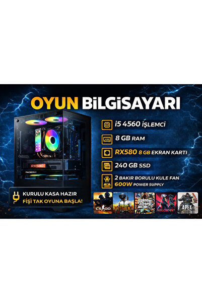 AKTUF Starx i5-4570 8 gb Ram 256 Gb Ssd RX580 8 GB 256 Bit Ekran Kartı Oyuncu...