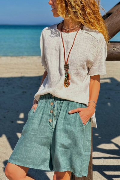 Güneşkızı Ιταλική Μπλούζα Εκρού με Λαιμόκοψη Ποδηλάτου, Πλεκτή, Γαρνιρισμένη,...