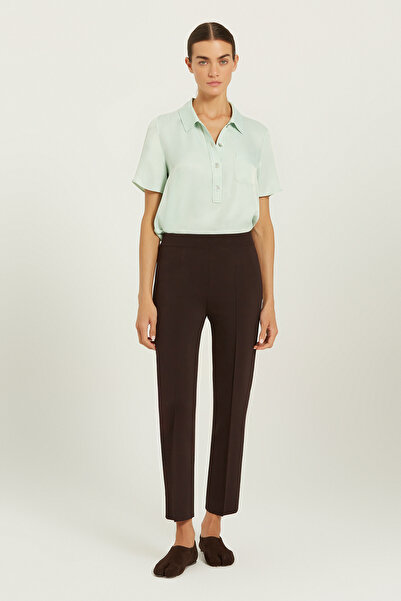 Triko Mısırlı Bitter Brown Ribbed Women's Trousers