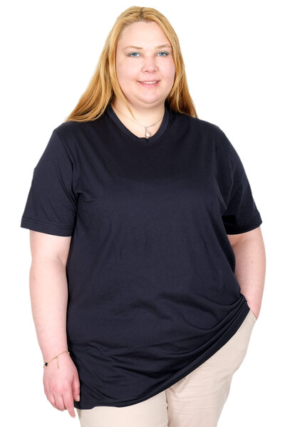 ModeXL Mode XL Real Plus Size ženska majica V-izreza 100% češljani pamuk U200...