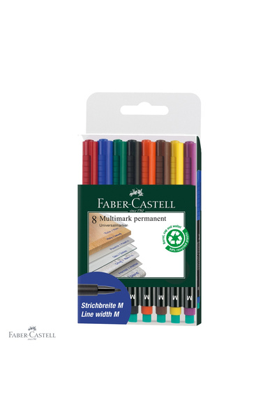 Faber Castell Set de 8 markere permanente Faber-Castell Multimark, vârf mediu...