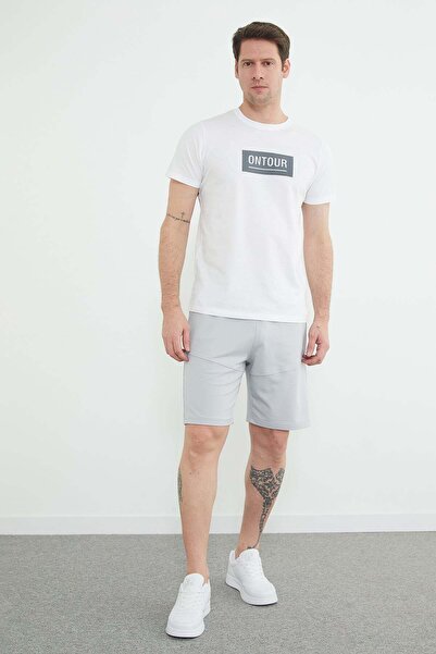 Fulla Moda Σορτς με ελαστική μέση και κορδόνια, με ανάγλυφο σχέδιο