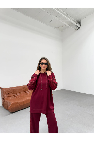 TATULA Sequin Detailed Hooded Relaxed Fit Set