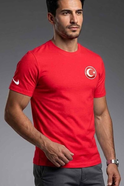 Nike Ανδρικό μπλουζάκι Τουρκίας 100% βαμβακερό λευκό/μαύρο/κόκκινο