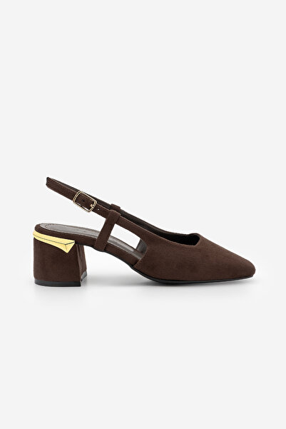 Marjin Women's Blunt Toe Thick Heel Open Back Strap Classic Heeled Shoes Lika...